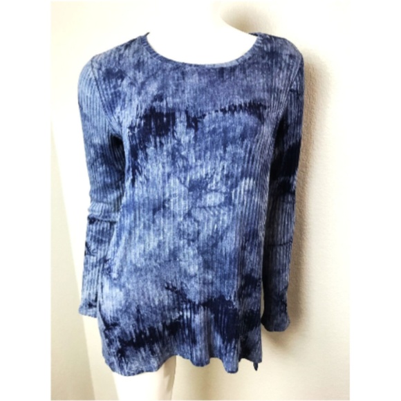 TWO VINCE CAMUTO Rayon Small Indigo Shirt Sweater - Picture 2 of 8